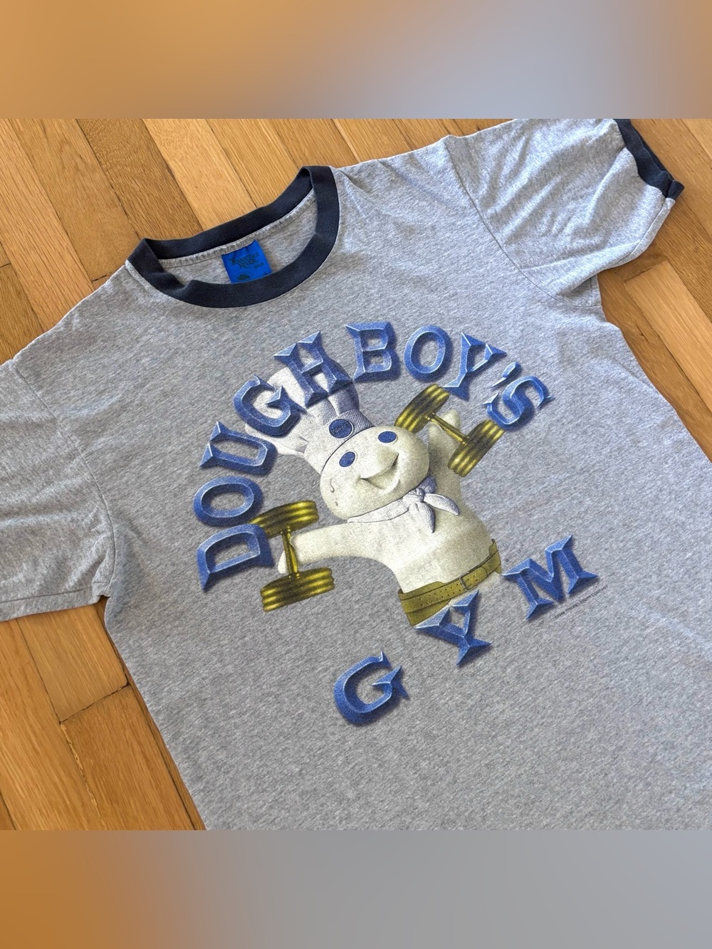 Vintage 1998 Pillsbury Doughboys Gym Shirt L Ringer Tennessee River Made In USA